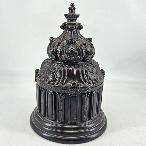 Vintage unique carved wood looking finial shaped jewelry Trinket Box Bombay? - Picture 1 of 5